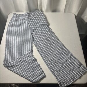 C EST 1946 Striped Wide Leg Linen Blend Pants Medium Beachy Coastal Hippie Boho